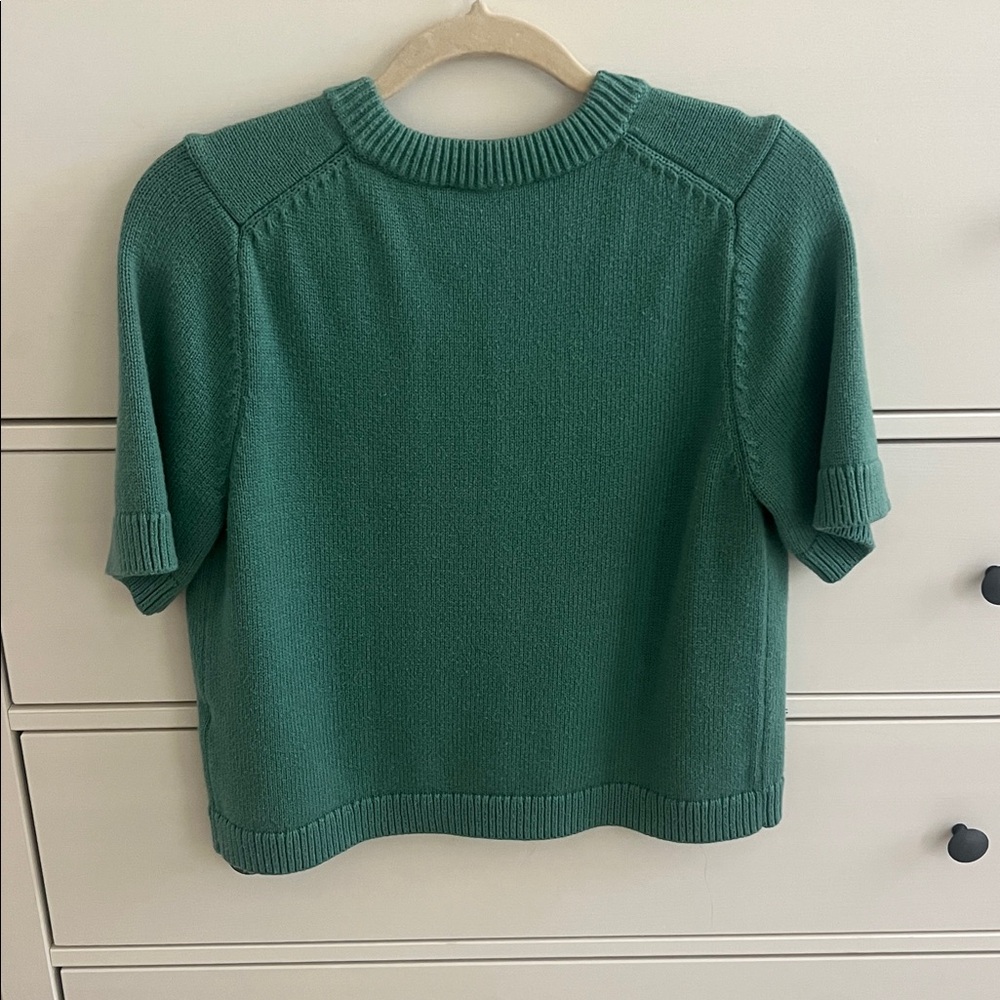 Abercrombie & Fitch Teal Button-Up Short Sleeve Crew Cardigan Size M - Picture 5 of 7